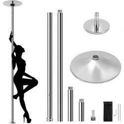 Professional Stripper Pole Spinning Static Dancing Pole Portable Removable 45mm Dance Pole Kit for Exercise Club Party Pub Home w/Tools  