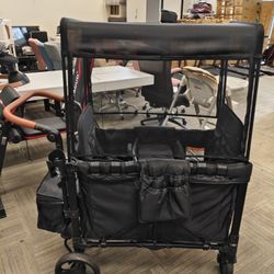Wagon Stroller 4 Passenger with Canopy, Removable Seats, 5-Point Harness, Black