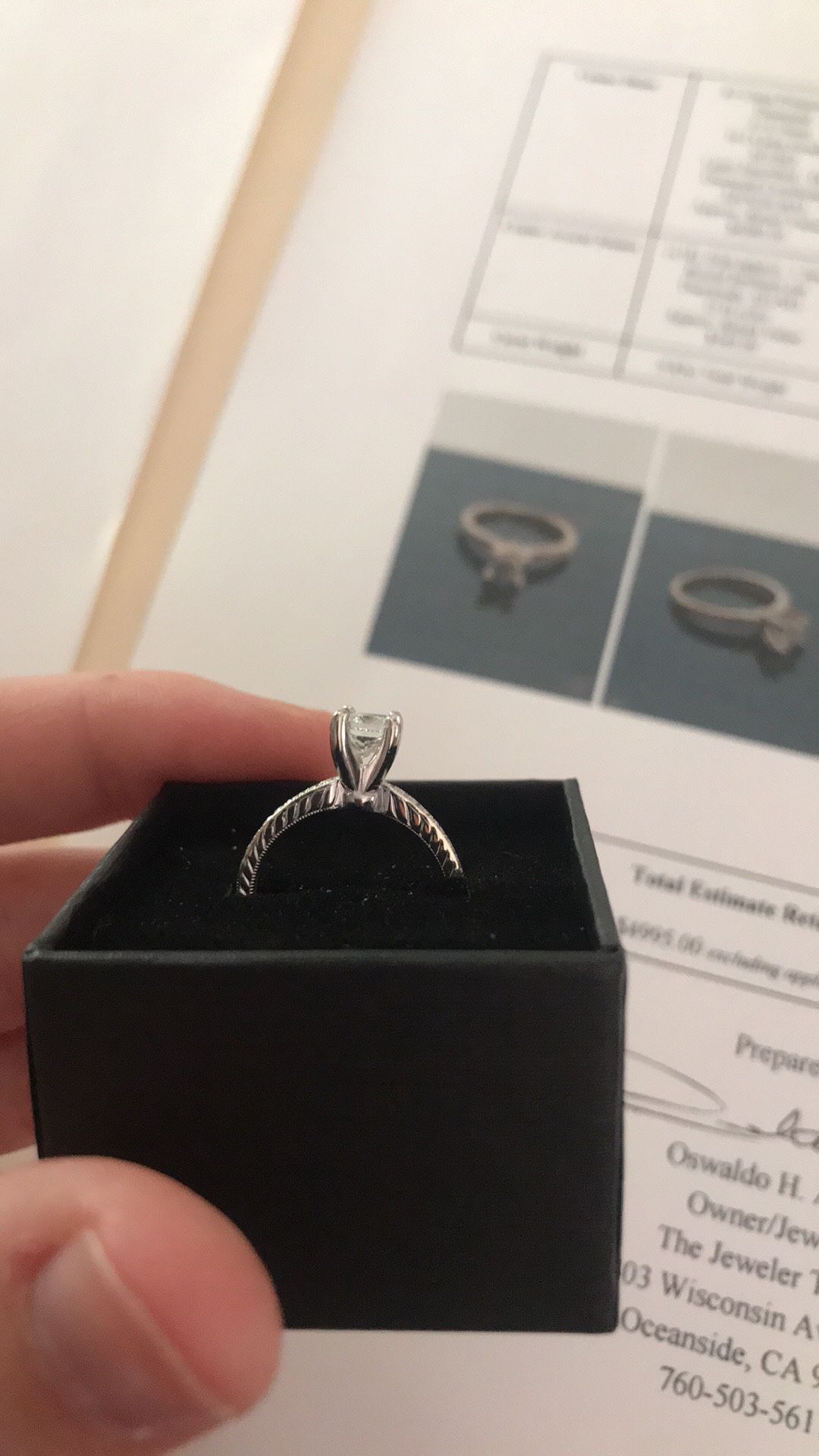 Genuine Diamond Ring Princess Cut Engagement Ring