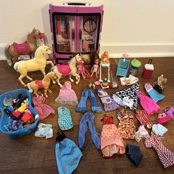 Barbie closet horses baby dolls and accessories