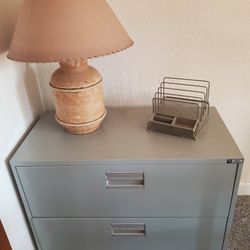 Lateral 2-Drawer Grey Metal File Cabinet 