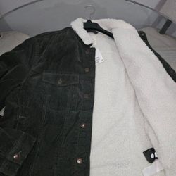 Men's Jacket Green XL Corduroy Sherpa 