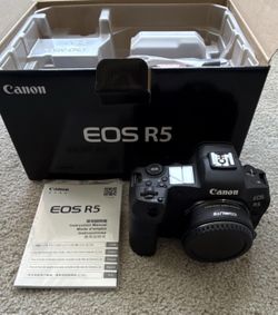 Canon EOS R5 Mirrorless Camera Body w/ Auto Focus Adapter, Box, Manual