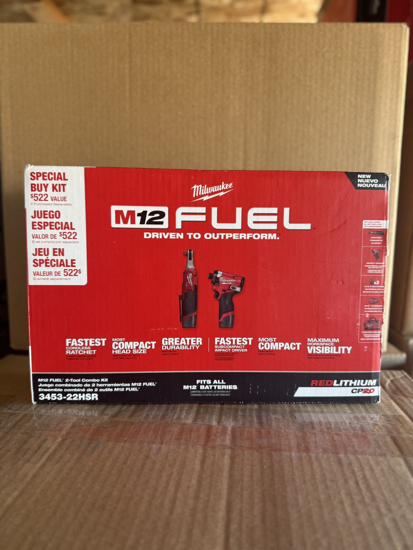 M12 Milwaukee FUEL 1/4 Impact & 3/8 Ratchet Combo Kit