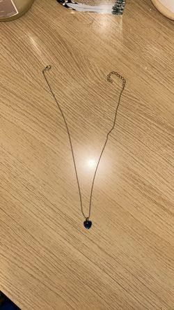 Silver Chain Necklace with Blue Heart Pendant