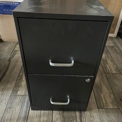 2 Drawer Black Metal File Cabinet