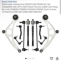 Front Lower Control Arm CMS301220 CMS301221 Kit Compatible with 2015-2024 Nissan Murano w/Ball Joint Sway Bar Link k750698 k750699 k750282 k750283 Out