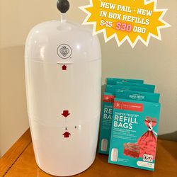 PRICE DROP - NEW Diaper Pail & 40 Refill Bags (4 packs, 10 per pack)