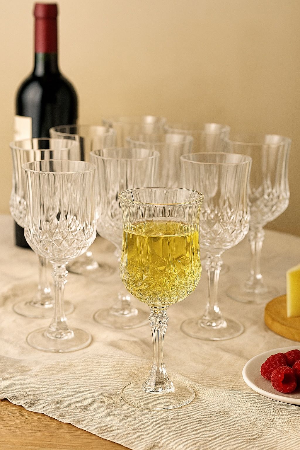 Cristal d’Arques Y2K Longchamp Cut Crystal Wine Glasses Set of 12, 7.25”