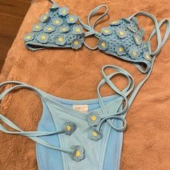 Wild fable Blue Floral Crochet top