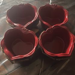 Moldes En Forma De Corazón Pavillion Color Vino, Princess House, Set De Cuatro