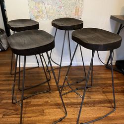 Set Of 4 Bar Height Stools 29-inch