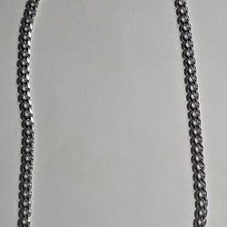 Stainless Steel Cuban Link Chain 20” New Silver Tone