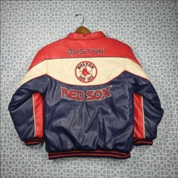 Rare Vintage Y2K Nike Team Apparel Boston Red Sox MLB Leather Jacket Mens Large