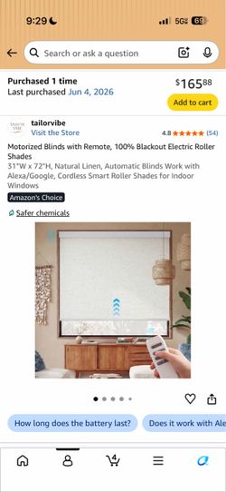 Tailorvibe Motorized Blackout Roller Shade with Remote