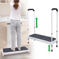 Step Stool with Handle for Elderly Medical Step Stools Seniors Handicap High Steps Mobility Platform Steel Foot Steps With Handrails Ramp Assist for C