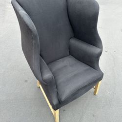 Restoration Hardware 1920's Gregorian Wingback Chair / Black Linen