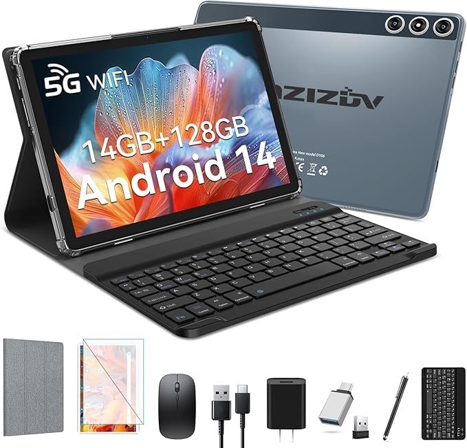 2025 Latest Android 14 Tablet (Compare to Samsung Tab), 4G Cellular Tablets with Dual Sim Slot, 14GB RAM 128GB ROM (TF 1TB) 10 inch Tablet, 2 in 1 Tab