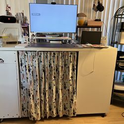 Sturdy Craft Table With Storage And Electrical Ext Lo