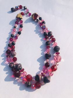 Antique glass double strand beads 16 inches excellent condition