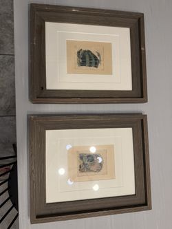 Set of 3 New Orleans prints originals w rustic wood frames (2 match, 1 blends)