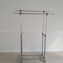 Adjustable Double Rod Clothes Rack with Wheels (30" W x 63" H)