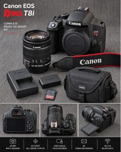 Canon EOS Rebel T8i body paired with a Canon EF 50mm f/1.4 USM lens