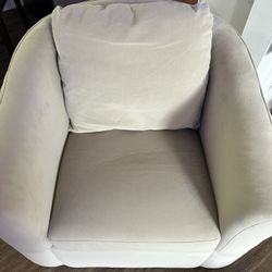 Cream Suede Swivel Chair 