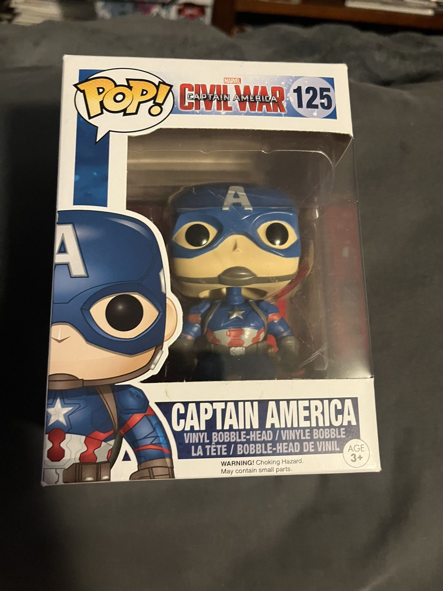 New Funko POP Captain America Civil War Captain America #125 Vinyl Bobble-Head