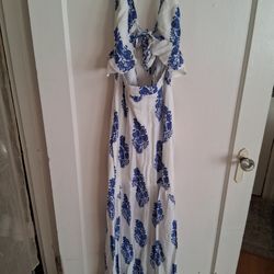 Blue And White Maxi Dress