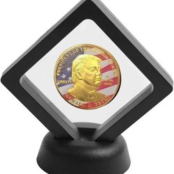 Actual Physical Trump Coin with Gold Plating Display Case