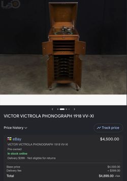 1918 Antique Victor Victrola Talking Machine Wind Up Record Player