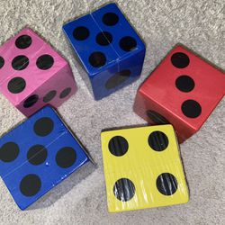 New Big 3” Foam Dice in Red, Yellow, Pink, and Blue