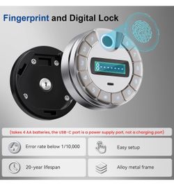 10.5 Cub Extra Large Biometric Waterproof Fireproof Home Safe [60 Mins Fire Protection] [Dual Mode] 185 LBs Heavy Duty Fire Proof Safe with DIY Pegboa