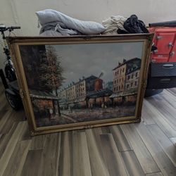 Vintage Large Oil On Kansas Paris Street Moulin Rouge Painting! By Henry Rogers!