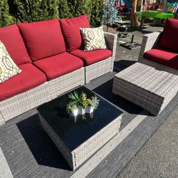 Beautiful Outdoor Furniture With Glass Top Table 