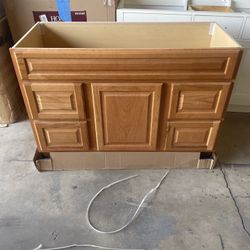 Glacier Bay Hampton 48 in. Bathroom Vanity Cabinet without Top in Oak (Assembled)  