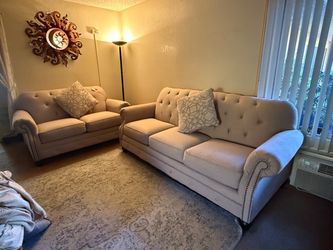 Beige Tufted Sofa and Loveseat Set Couches