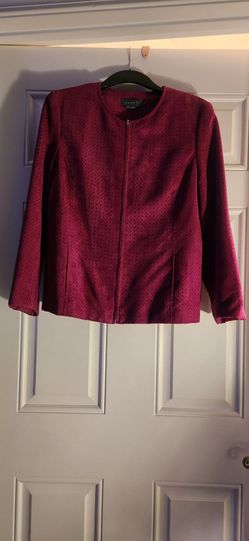 Koret Burgundy Zip-Front Blazer Jacket