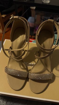 Gold Rhinestone Strappy Heeled Sandals