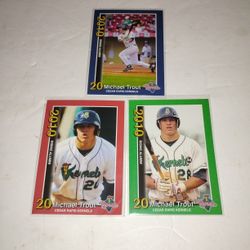 3 Mint Rare Old Mike Trout High School Rookie Baseball Cards 2010 Cedar Rapids Kernels