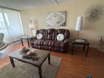 Couch that reclines for two people three tables