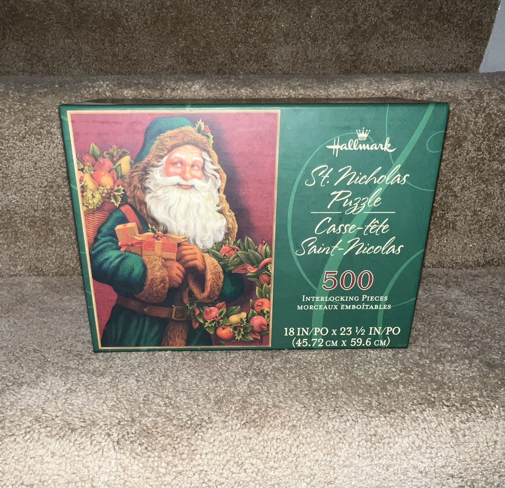 Vintage Hallmark St. Nicholas 500 Piece Puzzle 18" x 23.5 Christmas Decorations 