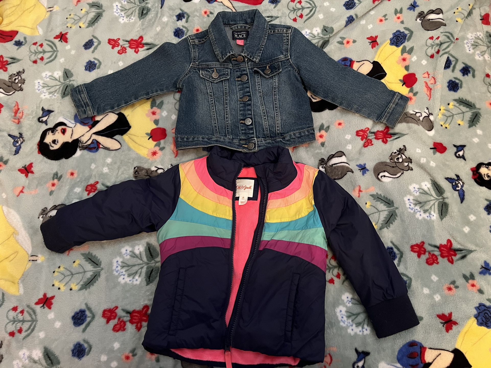 Cat And Jack Fleece Lined Winter Jacket And Children’s Place Jean Jacket 2T