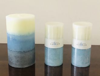 Set of 3 Blue & White Scented Candles—Brand NEW