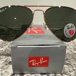 New Ray-Ban RB3025 Aviator Gold Green Polarized Sunglasses