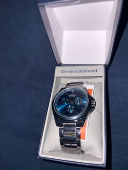 Real silver watch with blue dial