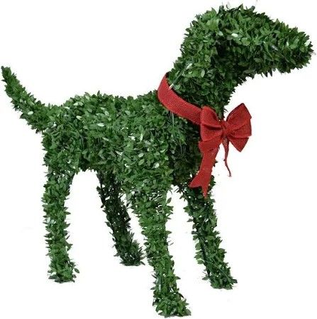 NEW Christmas LED White Topiary Dog Sculpture 