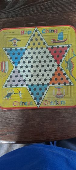 Vintage Hop Ching Chinese Checkers Pressman Toy Co Tin Litho 14" 