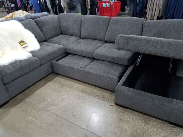 Claire Smoke 3pc Sleeper Sectional With Storage Chaise Only One 1 299 99sold